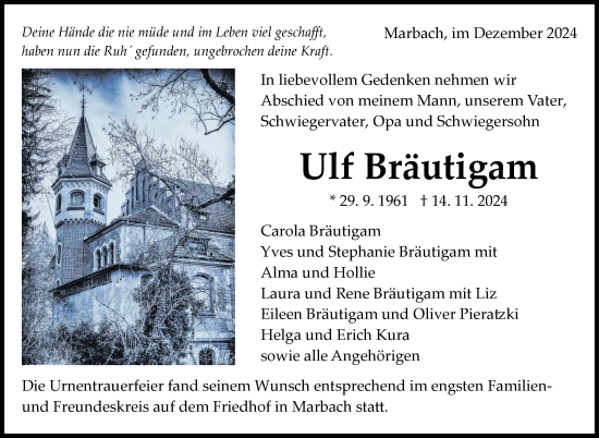 Traueranzeige von Ulf Bräutigam von Marbacher Zeitung