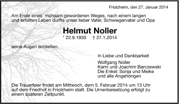 Traueranzeige von Helmut Noller von Leonberger Kreiszeitung / Strohgäu Extra