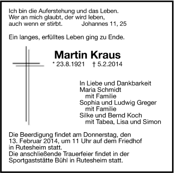 Traueranzeige von Martin Kraus von Leonberger Kreiszeitung / Strohgäu Extra