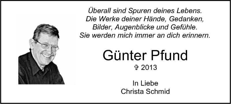  Traueranzeige für Günter Pfund vom 17.05.2014 aus Leonberger Kreiszeitung / Strohgäu Extra