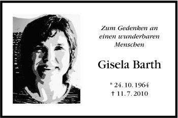 Traueranzeige von Gisela Barth von Leonberger Kreiszeitung / Strohgäu Extra