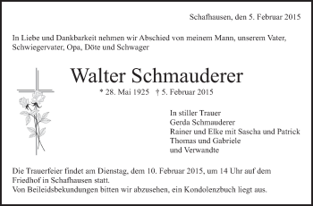 Traueranzeige von Walter Schmauderer von Leonberger Kreiszeitung / Strohgäu Extra