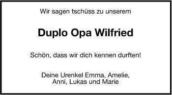 Traueranzeige von Wilfried  von Leonberger Kreiszeitung / Strohgäu Extra