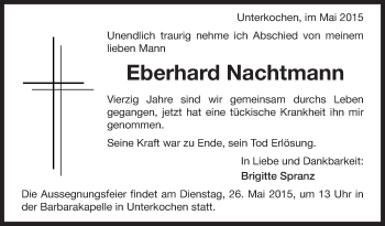 Traueranzeige von Eberhard Nachtmann von Leonberger Kreiszeitung / Strohgäu Extra