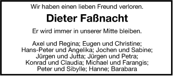 Traueranzeige von Dieter Faßnacht von Leonberger Kreiszeitung / Strohgäu Extra