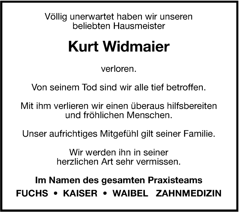  Traueranzeige für Kurt Widmaier vom 31.03.2015 aus Leonberger Kreiszeitung / Strohgäu Extra
