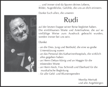 Traueranzeige von Rudi  von Leonberger Kreiszeitung / Strohgäu Extra