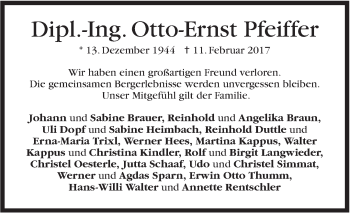 Traueranzeige von Otto-Ernst Pfeiffer von Leonberger Kreiszeitung / Strohgäu Extra