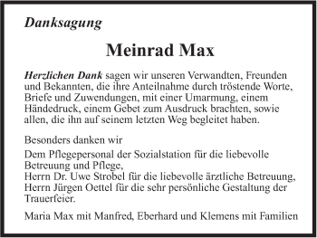 Traueranzeige von Meinrad Max von Leonberger Kreiszeitung / Strohgäu Extra