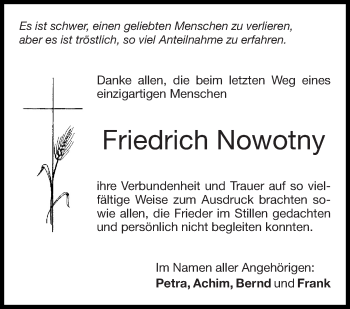 Traueranzeige von Friedrich Nowotny von Leonberger Kreiszeitung / Strohgäu Extra