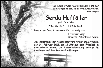 Traueranzeige von Gerda Hoffäller von Leonberger Kreiszeitung / Strohgäu Extra