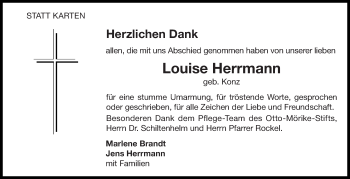 Traueranzeige von Louise Herrmann von Leonberger Kreiszeitung / Strohgäu Extra