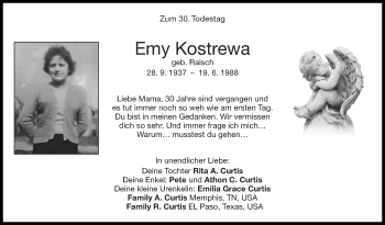 Traueranzeige von Emy Kostrewa von Leonberger Kreiszeitung / Strohgäu Extra