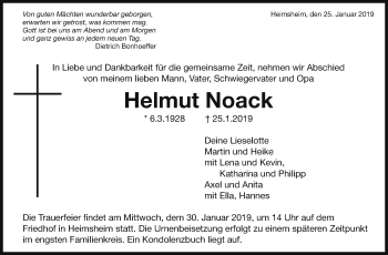 Traueranzeige von Helmut Noack von Leonberger Kreiszeitung / Strohgäu Extra