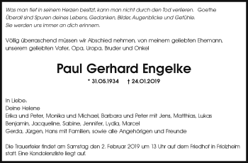 Traueranzeige von Paul Gerhard Enegelke von Leonberger Kreiszeitung / Strohgäu Extra