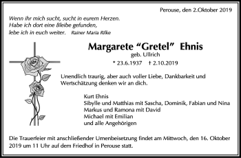 Traueranzeige von Margarete  Ehnis von Leonberger Kreiszeitung / Strohgäu Extra