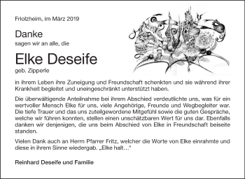 Traueranzeige von Elke Deseife von Leonberger Kreiszeitung / Strohgäu Extra