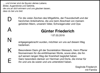 Traueranzeige von Günter Friederich von Leonberger Kreiszeitung / Strohgäu Extra