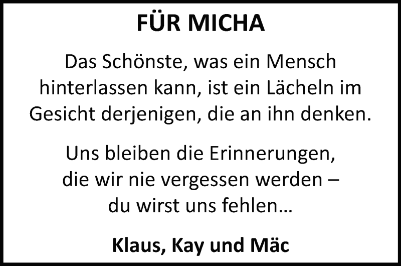  Traueranzeige für Michael Ilzhöfer vom 08.05.2019 aus Leonberger Kreiszeitung / Strohgäu Extra