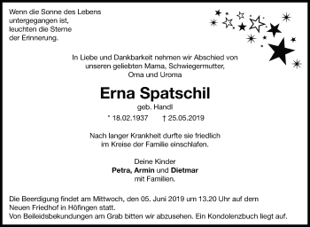 Traueranzeige von Erna Spatschil von Leonberger Kreiszeitung / Strohgäu Extra