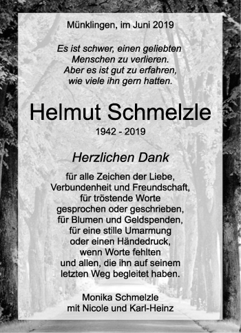 Traueranzeige von Helmut Schmelzle von Leonberger Kreiszeitung / Strohgäu Extra