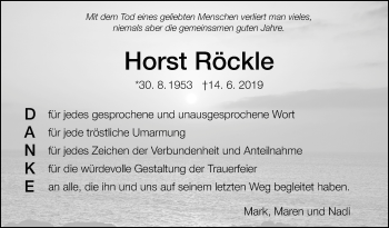 Traueranzeige von Horst Röckle von Leonberger Kreiszeitung / Strohgäu Extra