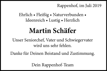 Traueranzeige von Martin Schäfer von Leonberger Kreiszeitung / Strohgäu Extra