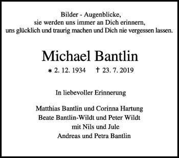 Traueranzeige von Michael Bantlin von Leonberger Kreiszeitung / Strohgäu Extra