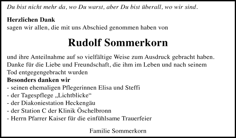  Traueranzeige für Rudolf Sommerkorn vom 06.07.2019 aus Leonberger Kreiszeitung / Strohgäu Extra