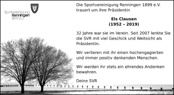 Traueranzeige von Els Clausen von Leonberger Kreiszeitung / Strohgäu Extra