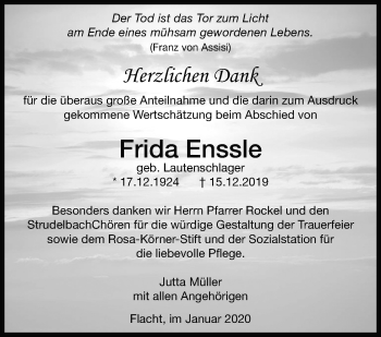 Traueranzeige von Frida Enssle von Leonberger Kreiszeitung