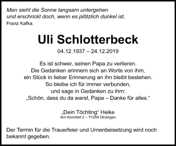 Traueranzeige von Uli Schlotterbeck von Leonberger Kreiszeitung