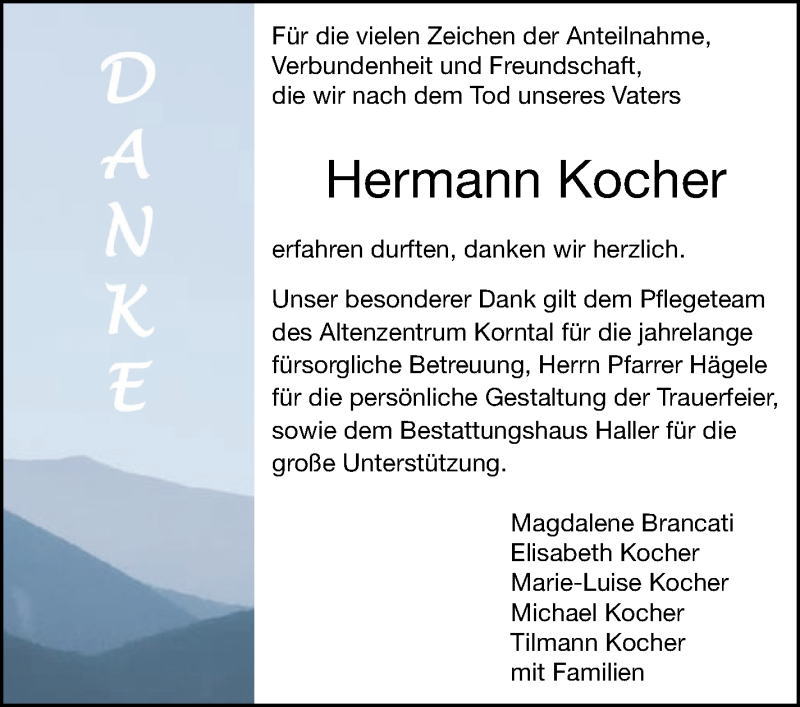  Traueranzeige für Hermann Kocher vom 06.06.2020 aus Leonberger Kreiszeitung / Strohgäu Extra