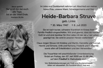 Traueranzeige von Heide-Barbara Struve von Leonberger Kreiszeitung / Strohgäu Extra