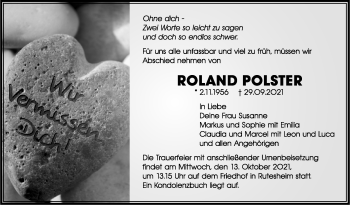 Traueranzeige von Roland Polster von Leonberger Kreiszeitung / Strohgäu Extra