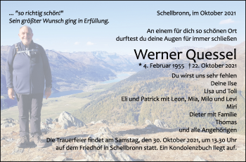 Traueranzeige von Werner Quessel von Leonberger Kreiszeitung / Strohgäu Extra
