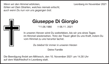 Traueranzeige von Giuseppe Di Giorgio von Leonberger Kreiszeitung / Strohgäu Extra