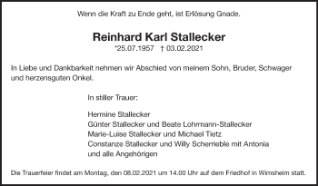 Traueranzeige von Reinhard Karl Stallecker von Leonberger Kreiszeitung / Strohgäu Extra