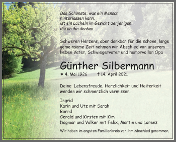 Traueranzeige von Günther Silbermann von Leonberger Kreiszeitung / Strohgäu Extra