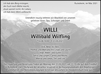 Traueranzeige von Willibald Wilfling von Leonberger Kreiszeitung / Strohgäu Extra