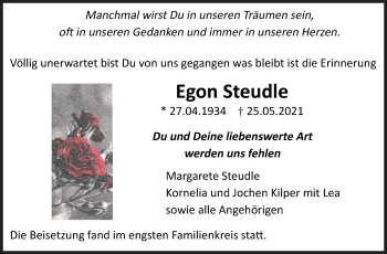 Traueranzeige von Egon Steudle von Leonberger Kreiszeitung / Strohgäu Extra