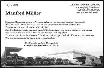 Traueranzeige von Manfred Müller von Leonberger Kreiszeitung / Strohgäu Extra