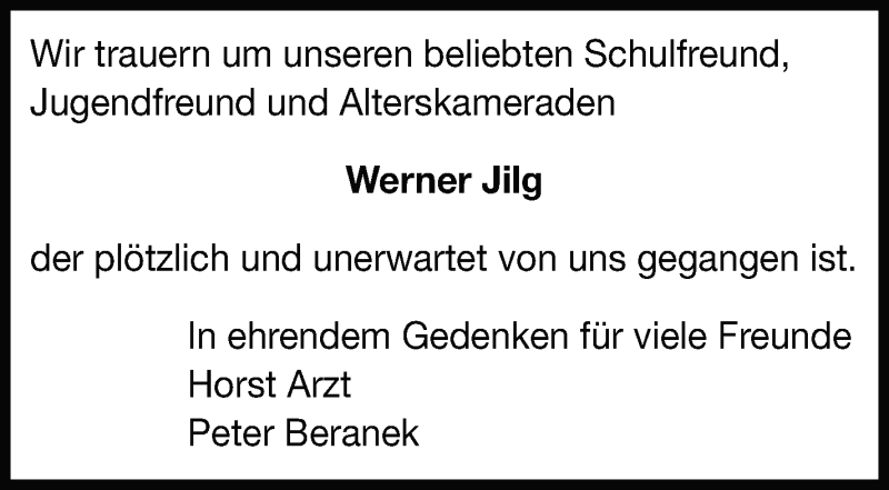  Traueranzeige für Werner Jilg vom 01.06.2021 aus Leonberger Kreiszeitung / Strohgäu Extra