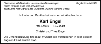 Traueranzeige von Karl Engel von Leonberger Kreiszeitung / Strohgäu Extra
