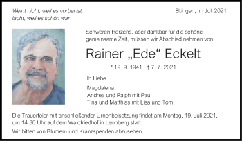 Traueranzeige von Rainer Eckelt von Leonberger Kreiszeitung / Strohgäu Extra