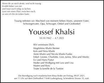 Traueranzeige von Youssef Khalsi von Leonberger Kreiszeitung / Strohgäu Extra