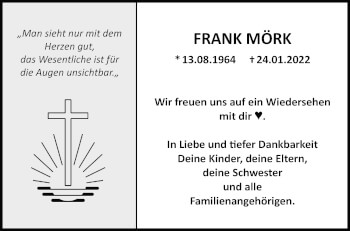 Traueranzeige von Frank Mörk von Leonberger Kreiszeitung / Strohgäu Extra