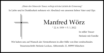 Traueranzeige von Manfred Wörz von Leonberger Kreiszeitung / Strohgäu Extra