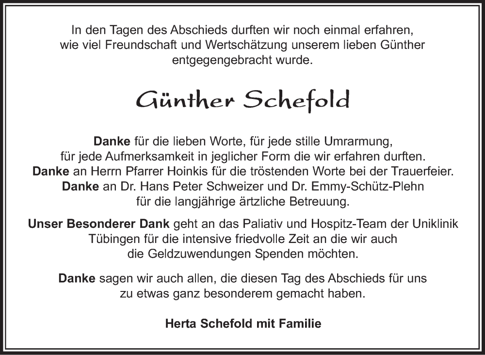  Traueranzeige für Günther Schefold vom 08.10.2022 aus Leonberger Kreiszeitung / Strohgäu Extra