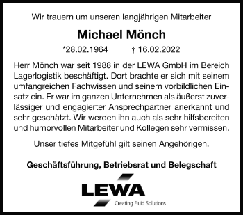 Traueranzeige von Michael Mönch von Leonberger Kreiszeitung / Strohgäu Extra